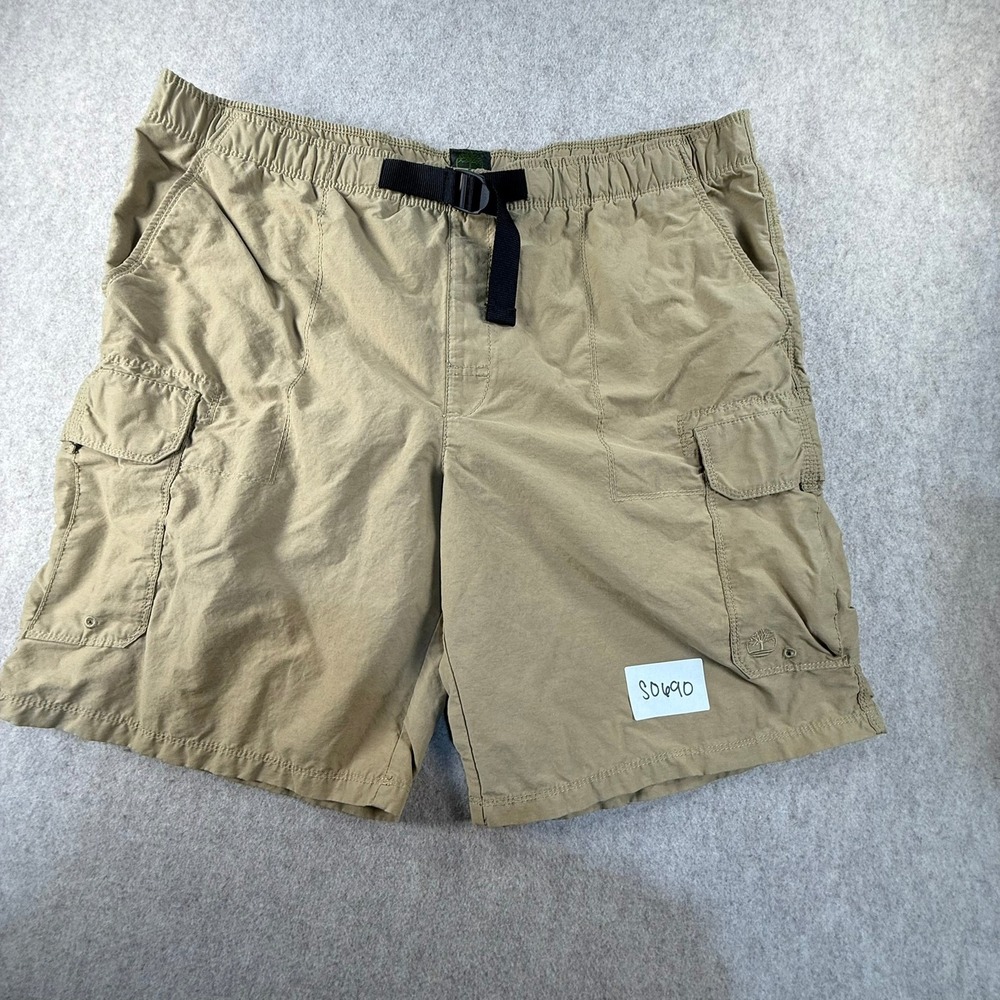Timberland Mens Cargo Shorts Khaki Tan Belted Hiking Outdoor Size 2XL XXL